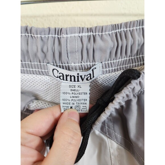 Carnival Cruise Line Mens XL Gray Striped Colorblock Swim Trunks Board Shorts - Picture 5 of 6